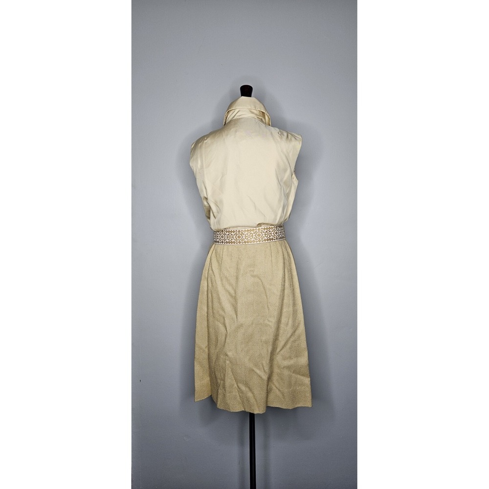 VTG 1960s California Girl Tweed Dress & Jacket Set Embroidered Belt Mod M - Picture 8 of 10